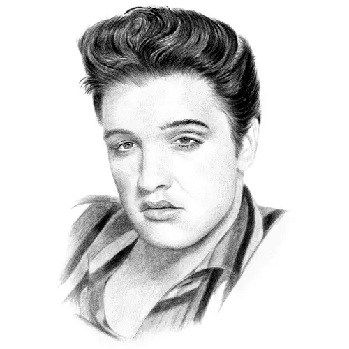 A finely detailed pencil portrait capturing the timeless charisma and soulful gaze of a true musical legend. From the iconic hairstyle to the expressive eyes and subtle textures in the shirt, every element has been carefully rendered to reflect both style and spirit. This drawing is a heartfelt tribute to the enduring legacy of one of the most influential figures in rock 'n' roll history.
