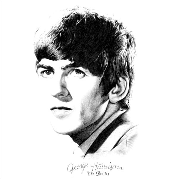 Celebrity Drawings High-contrast pencil portrait of a 1960s musician with textured hair and thoughtful expression, drawn in fine detail on white.