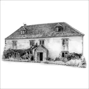 Drawings of Buildings Pencil drawing of a traditional countryside house.