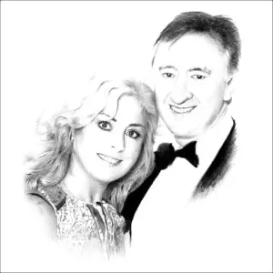 Drawings of Couples Elegant Pencil Portrait of a Smiling Couple