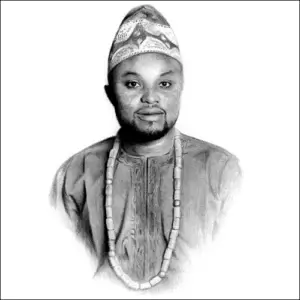 Drawings of Men Drawing of a man in traditional attire with a patterned cap and beaded necklace.