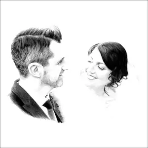 Wedding Drawings Romantic Pencil Wedding Portrait of a Bride and Groom